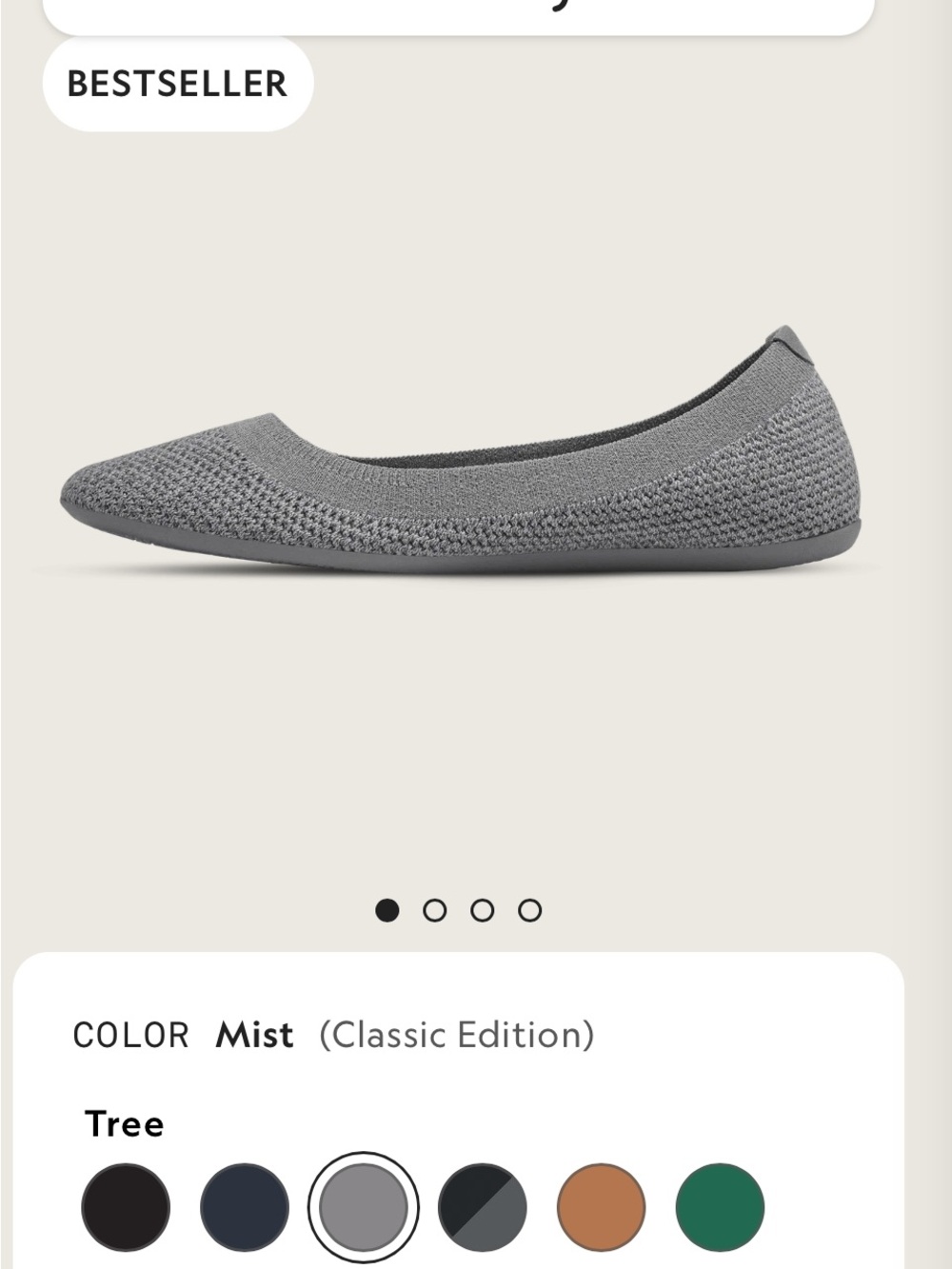 allbirds Mist Gray Tree Breezer Knit Ballet Flat - Slip-On Women's